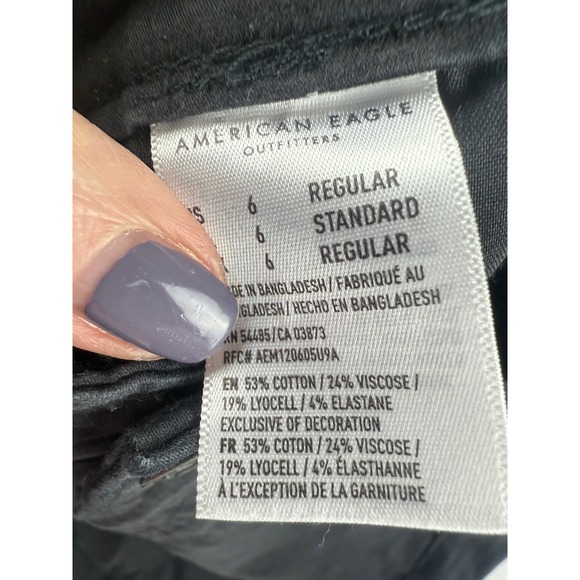 American Eagle Super‎ Stretch Hi-Rise Jeggings Black Wash Size 6 Regular - Picture 6 of 8